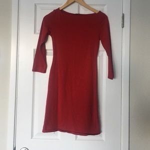 Red midi form fitting dress